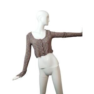 Urban Outfitters Women's Size L Ribbed Multi Color Grungecore Cropped Ashton Top